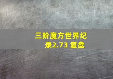 三阶魔方世界纪录2.73 复盘